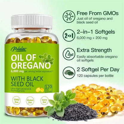 Oregano Oil Softgels - Promotes Digestion and Intestinal Health, Balance Intestinal Flora, Blood Circulation, Immune System